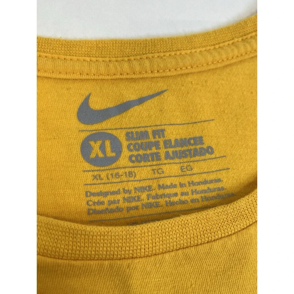 Nike West Virginia‎ University Football T Shirt Youth Xl 16-18 Slim Fit Yellow
